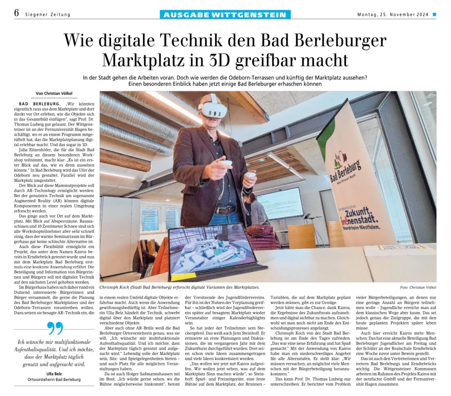 Zeitungsartikel Wie digitale Technik den Bad Berleburger Marktplatz in 3D greifbar macht von Siegener Zeitung